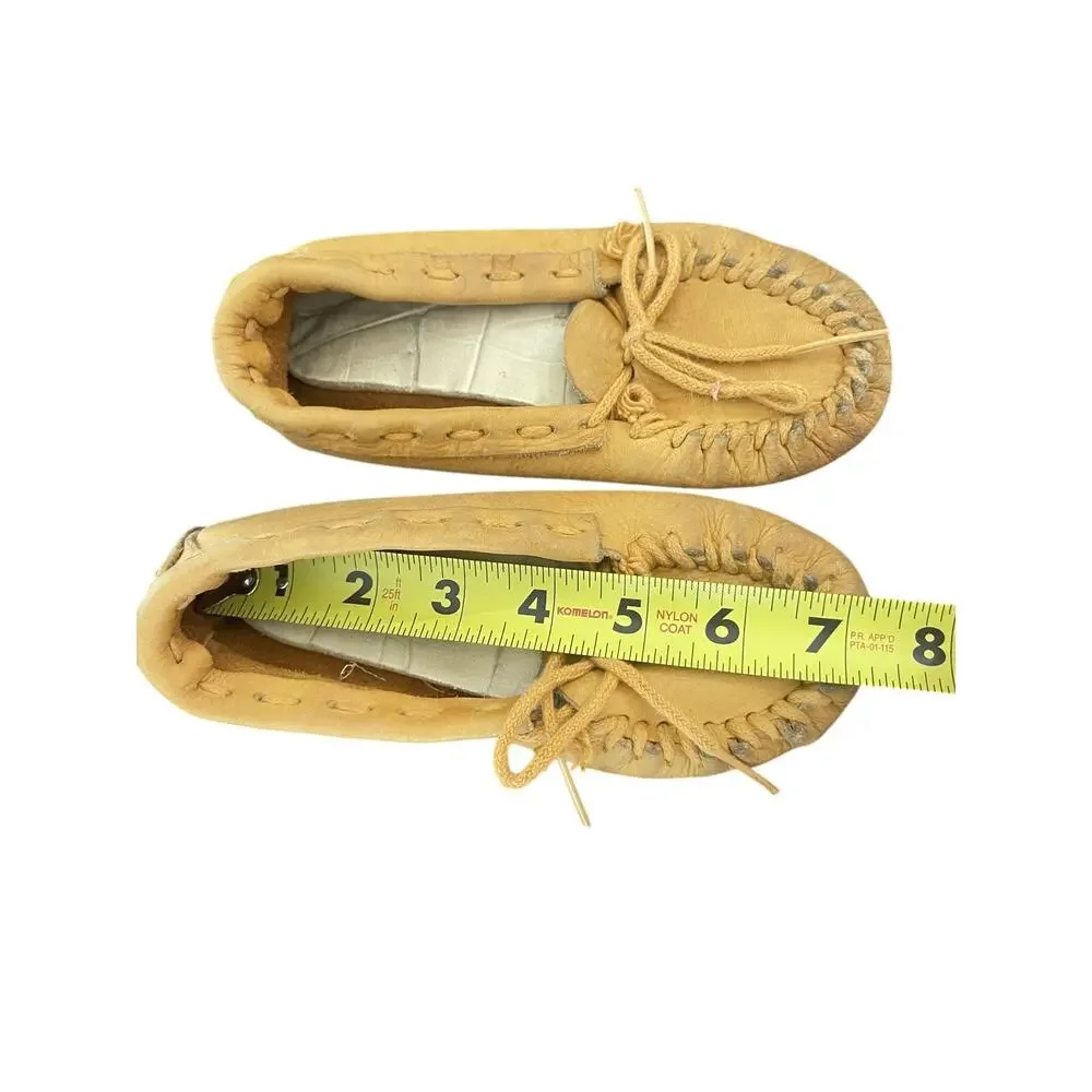 Vintage Handmade deer skin Moccasins Child/Toddler Leather 7.5” long very soft